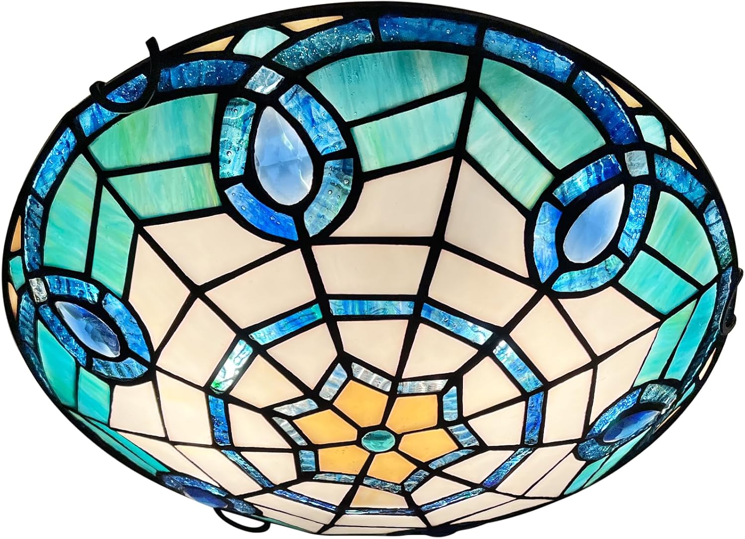 ARTZONE Tiffany Ceiling Lights, Stained Glass Ceiling Light 2-Lights 12 Inch Tiffany Flush Mount Ceiling Light for Bedroom Dining Living Room Entryway Foyer