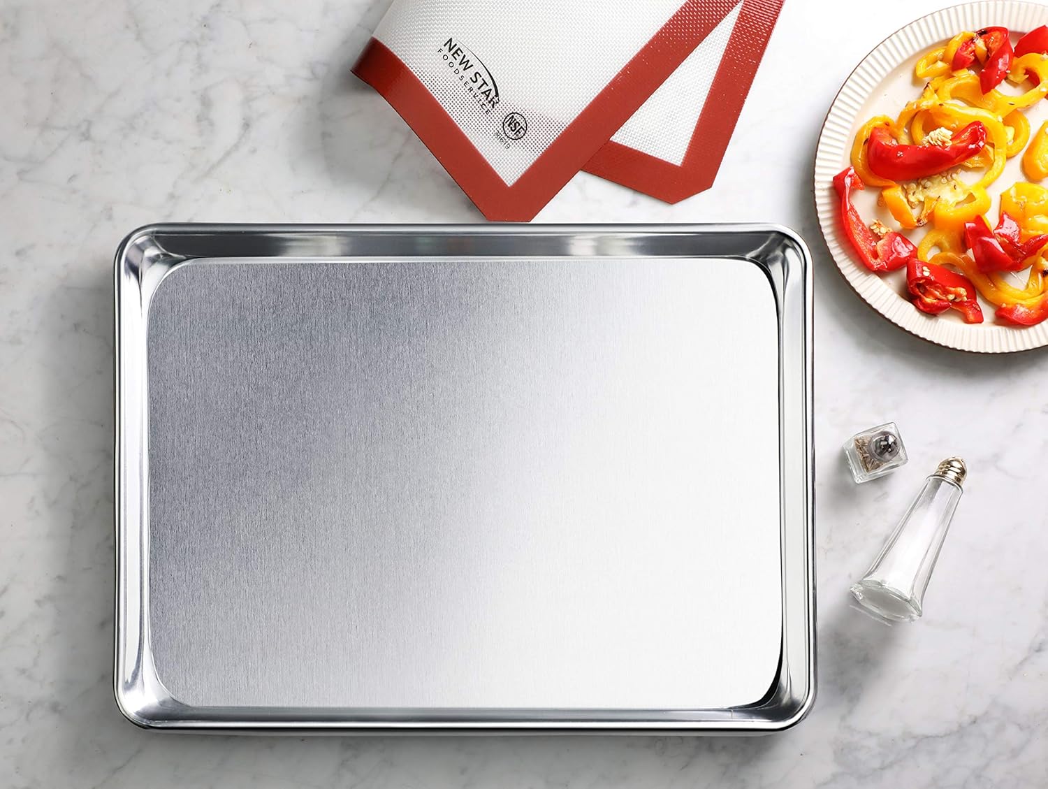 New Star Foodservice Commercial-Grade 18-Gauge Aluminum Sheet Pan/Bun Pan (13 L x18 W x1 H(Half Size) Pack of 12 Measure Oven)
