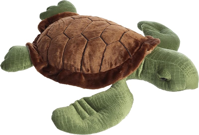 Aurora® Snuggly Super Flopsie™ Sea Turtle Stuffed Animal - Large Size for Giant Cuddles - Perfect for Decorating Rooms and Birthday Gifts - Green 25 Inches | Oversized lifelike animals designed for full-body cuddling