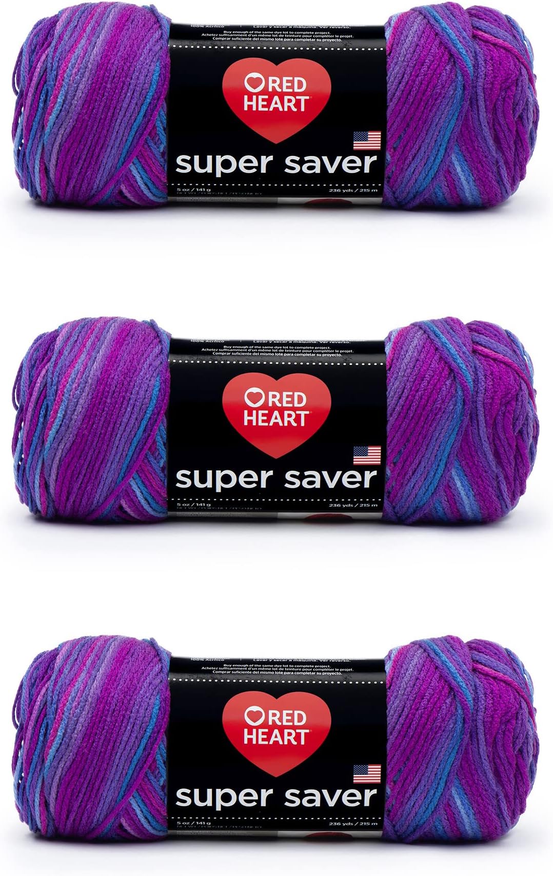 Super Saver Yarn, 3 Pack, Grape Fizz 3 Count