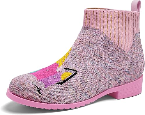 IceUnicorn Girls Chelsea Boots Knit Sock Ankle Boots Slip On Short Booties Girls Low Heel Boots for Little Kid/Big Kid