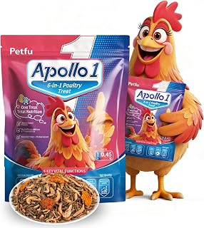 6-in-1 Poultry Treat Mix 1LBS High-Protein Mealworms, BSFL, Krill, Sunflower Seeds, Marigold Petals & Shells for Chickens & Ducks | Supports Strong Eggshells, Feather Health & Rich Yolks