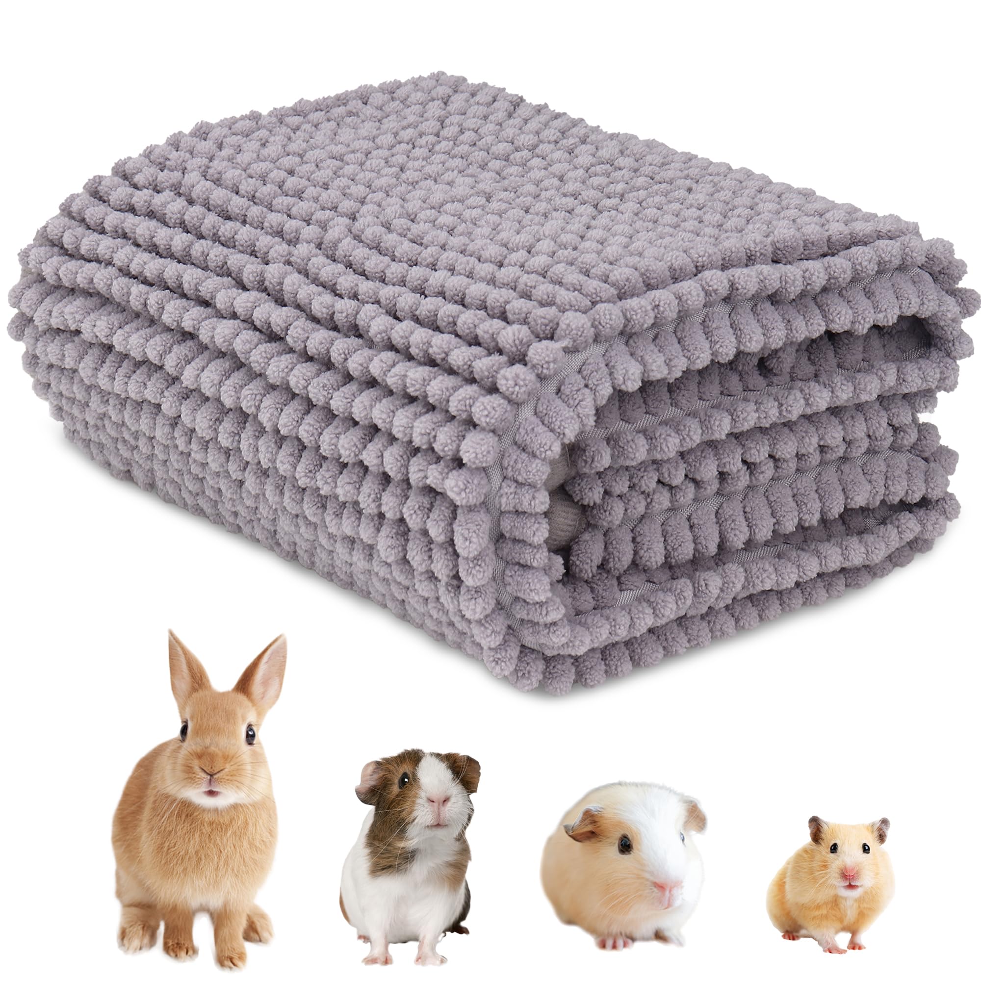 Meerschweinchen Unterlage Waschbar 60×40cm Kaninchen Käfig Einlagen Wiederverwendbar Kleintiere Decke Guinea Pig Cage Liner（Grau）