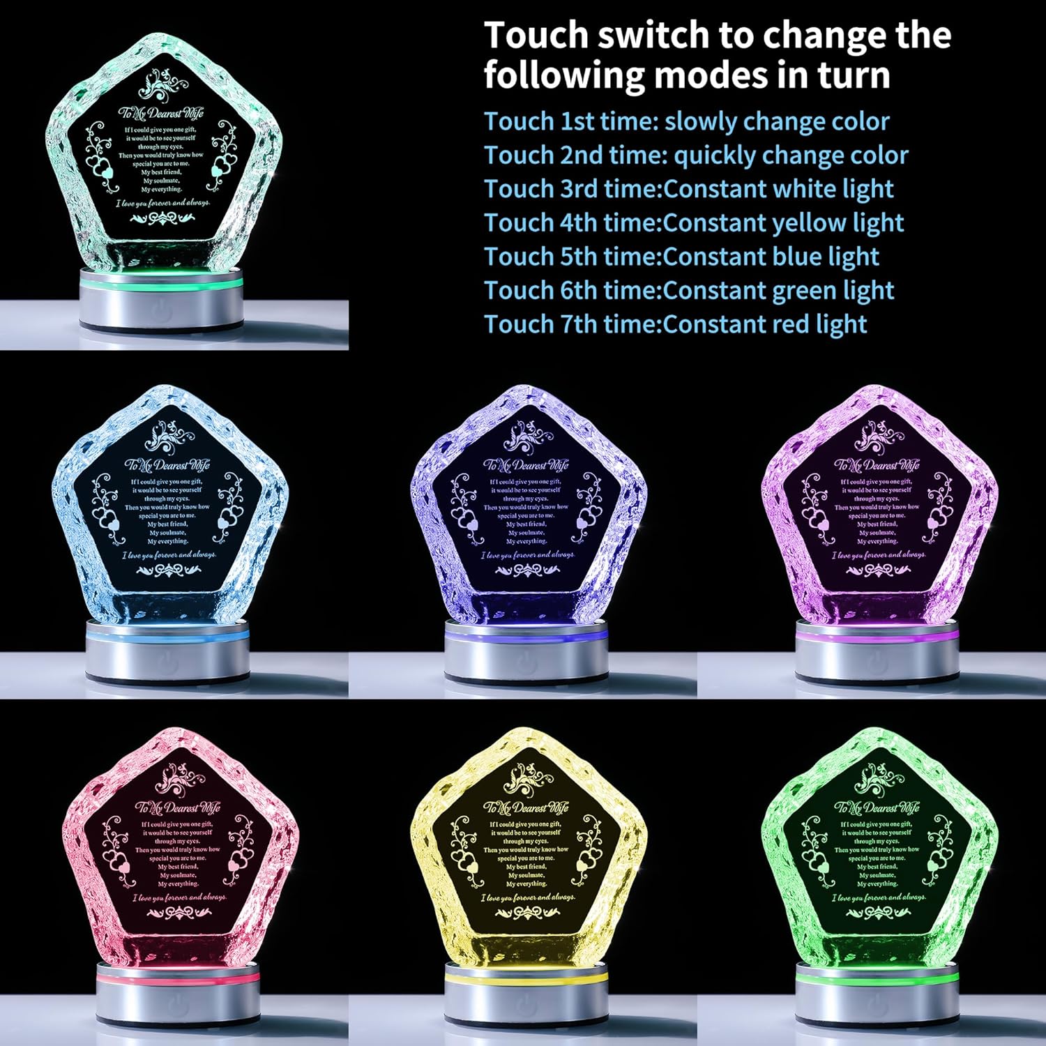 Iceberg Eternal Love Crystal with LED Base - 3D Laser,Engraved Romantic Gift for Wife, Anniversary Keepsake Symbolizing Deep Commitment & Hidden Devotion - Image 7