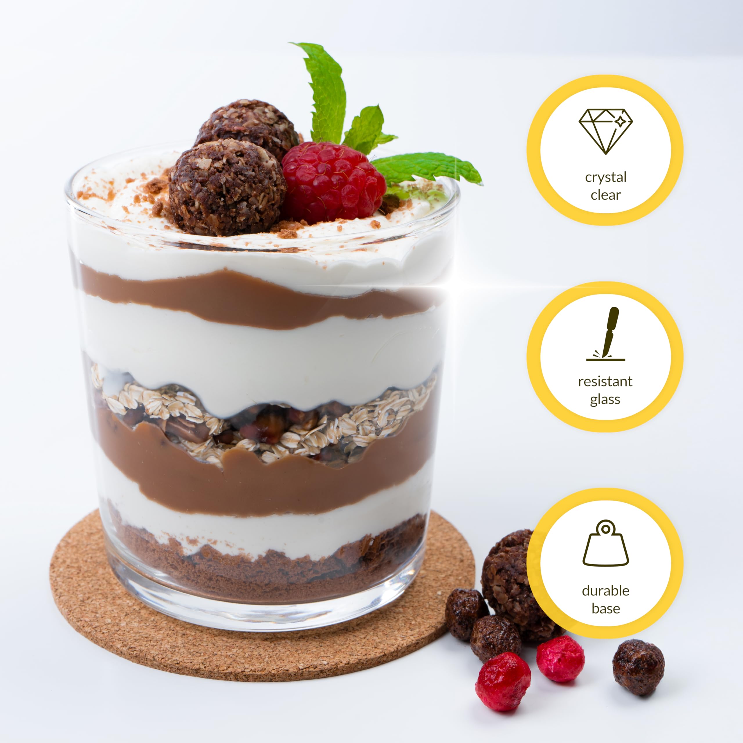 KONZEPT Set di Bicchieri da Dessert in Vetro da 300 ml, Ideali per Gelato o Yogurt