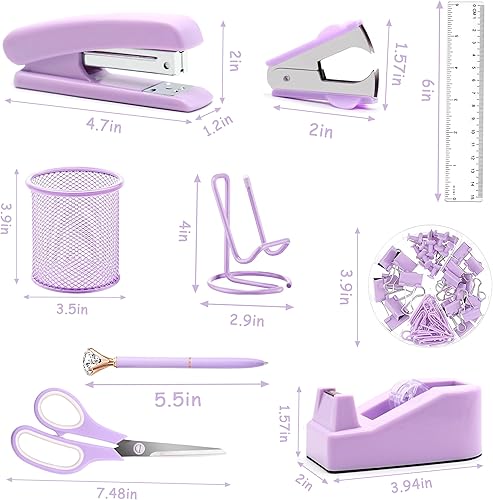 Miniatura 8 de Accesorios de escritorio de oficina, grapadora acrílica, removedor de grapas, soporte para cinta, soporte para bolígrafo, bolígrafo, tijera, clips