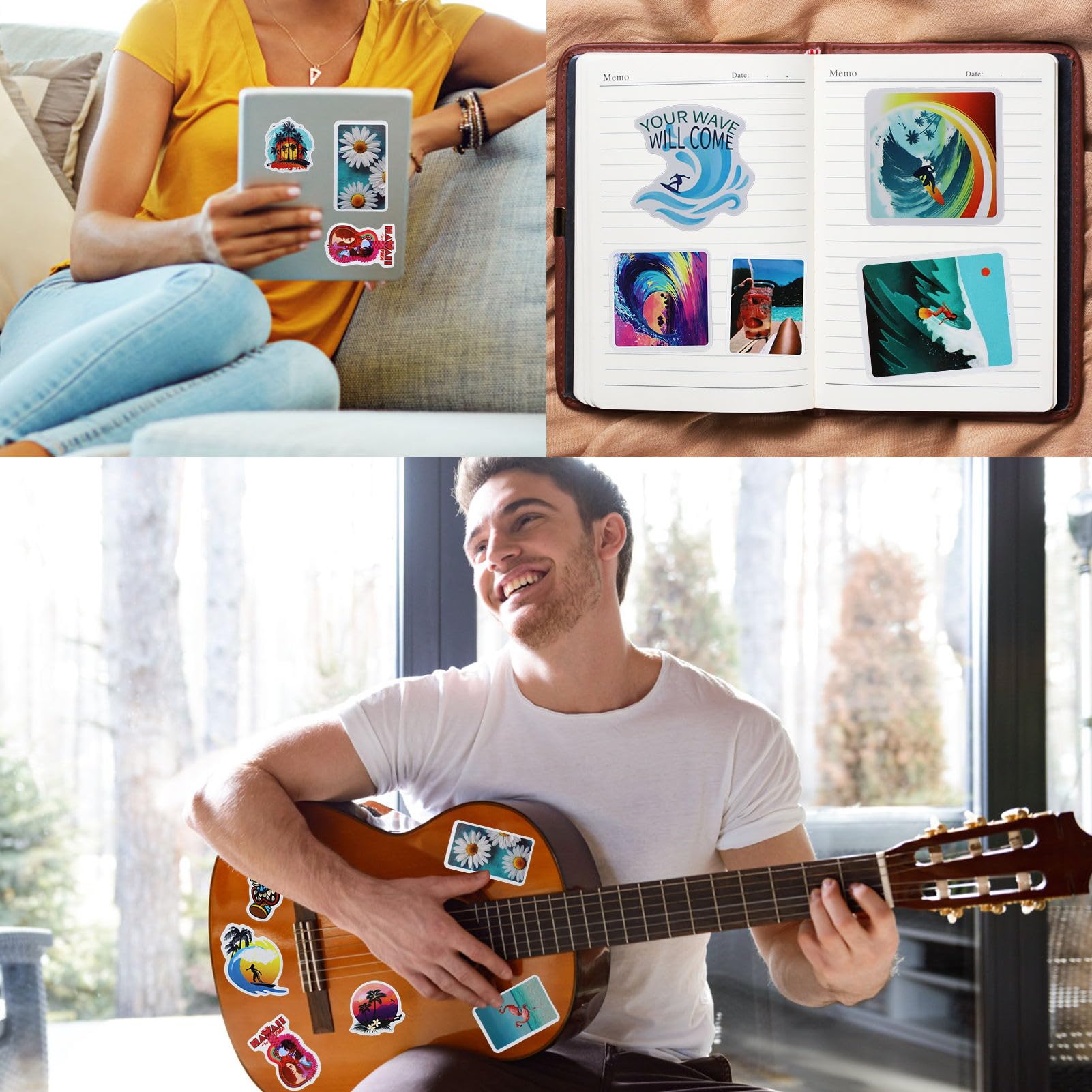 100 Autocollants Surf Et Skate - Vinyle Imperméable - Déco PC, Voiture, Valise, Vélo