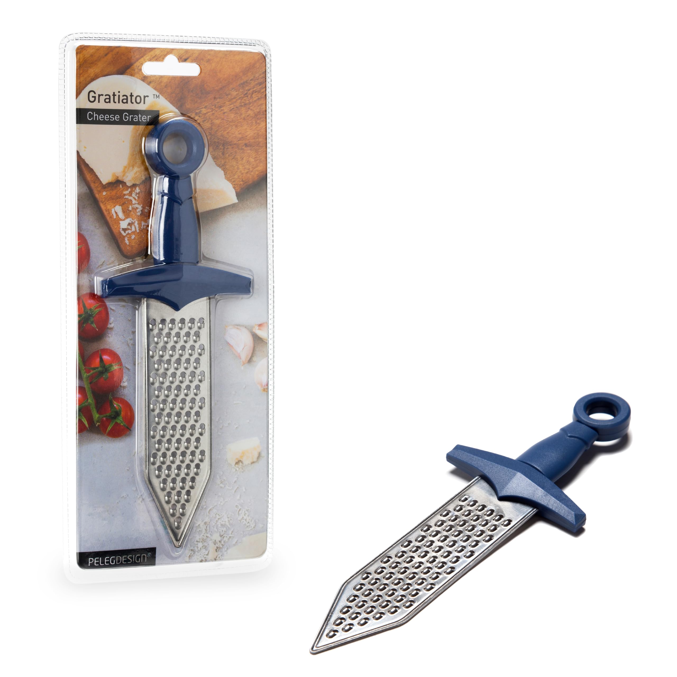 Peleg Design - Rallador De Queso Peque O De Acero Inoxidable Con Forma De Espada, Utensilio Para Rallar Limones Y Mango De Pl Stico Azul Rey | Mi-image
