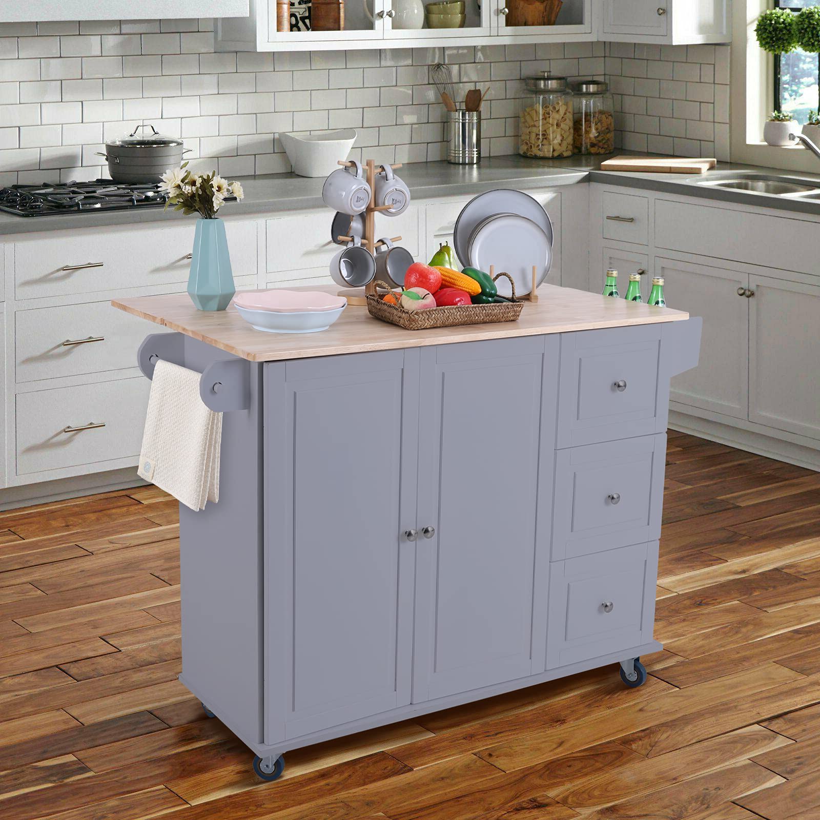 MAISON ARTS Rolling Kitchen Island Cart with Storage on Wheels Kitchen