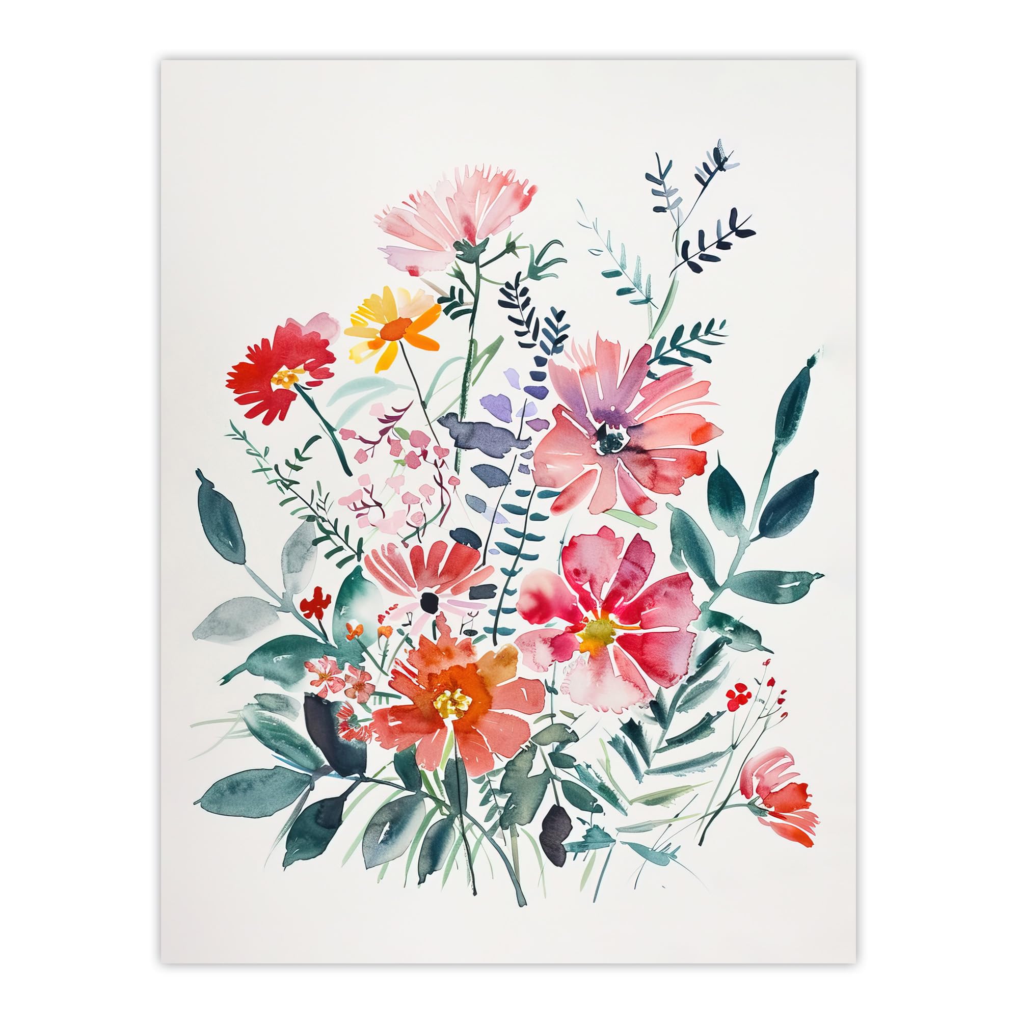 Artery8 Boho Spring Flower Bouquet Pastel Watercolour Living Room Extra Large XL Wall Art Poster Print