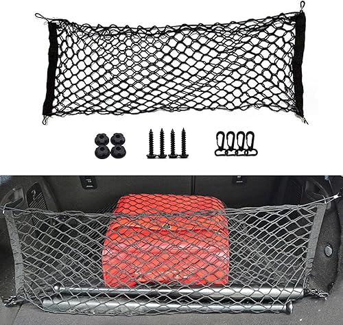 QODOLSI 1 red de equipaje para maletero de automóvil, 3.6 pies x 1.3 pies, red elástica ajustable de almacenamiento de carga para camión con