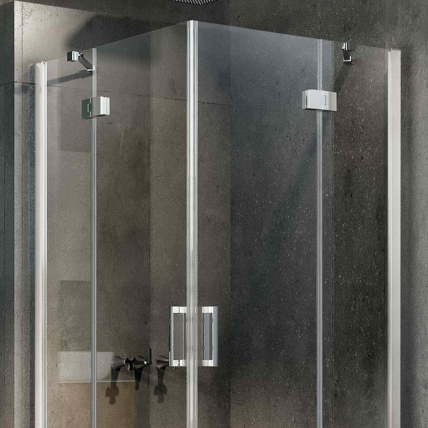 Box Doccia 80x80 CM H190 Trasparente mod. Flip Anta + Anta Ap. Battente