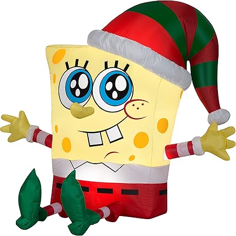 Inflatable Spongebob in Holiday Outfit