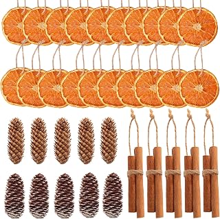 Christmas Tree Decorations, 40 Pcs Natural Orange Slices Cinnamon Pinecones Set with Jute Hangers for Christmas Tree DIY Crafts Home Decorations