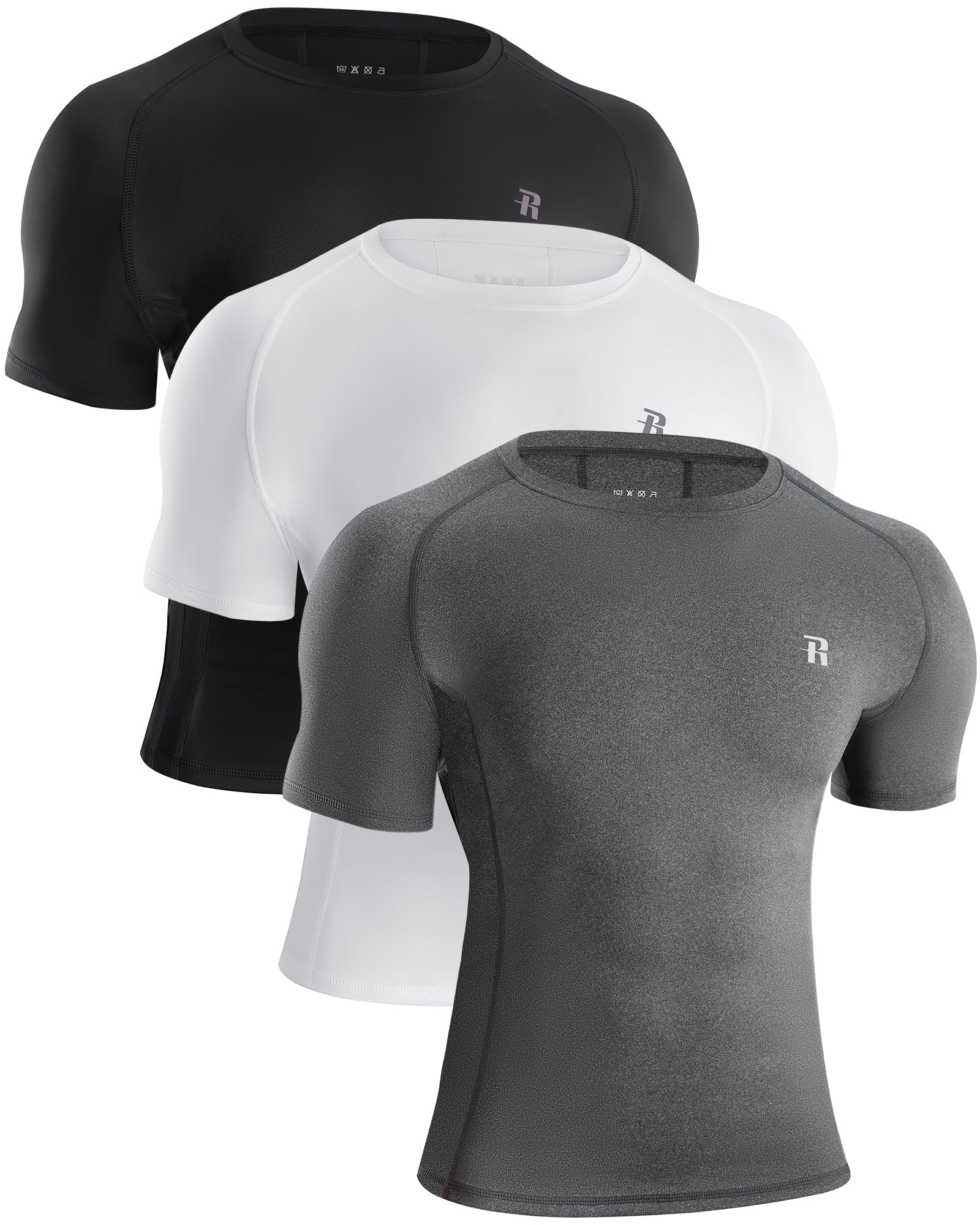 Snapklik.com : 3 Pack Mens Compression Shirts Short Sleeve Athletic ...