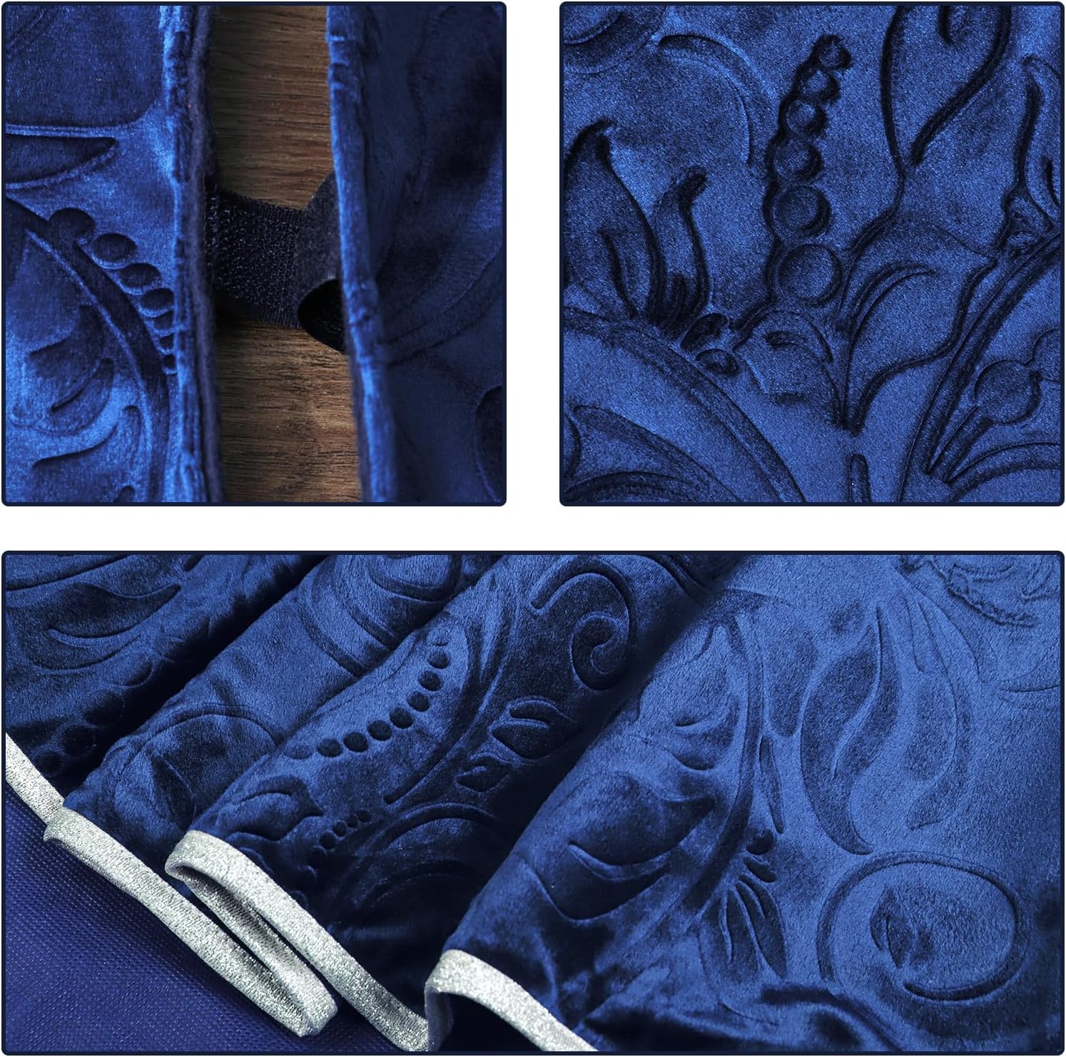 Bunny Chorus Christmas Tree Skirt: 36 Inch Blue Silver Luxury Velvet Plush Fur Christmas Tree Skirts with Embossed Floral Pattern, Vintage Royal Xmas Tree Holiday Decorations for Christmas Home Decor