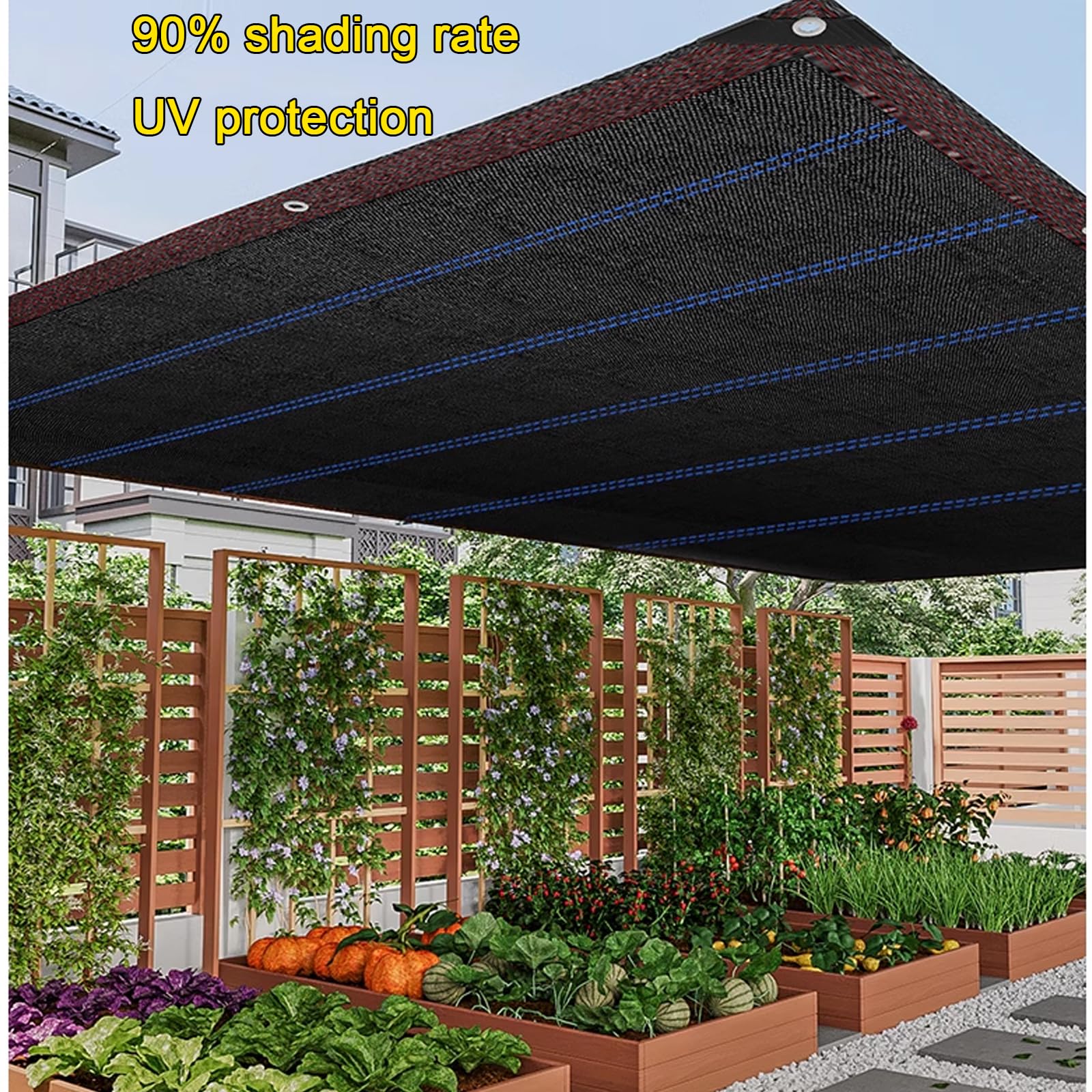 LYGBAOFUL Odporny na rozdarcie pokrowiec z filtrem przeciwsłonecznym 23x26 ​​óp Czarna siateczka Siatka Żagiel blokujący promieniowanie UV Oddychający do patio ogrodowego Szklarnia Balkon z