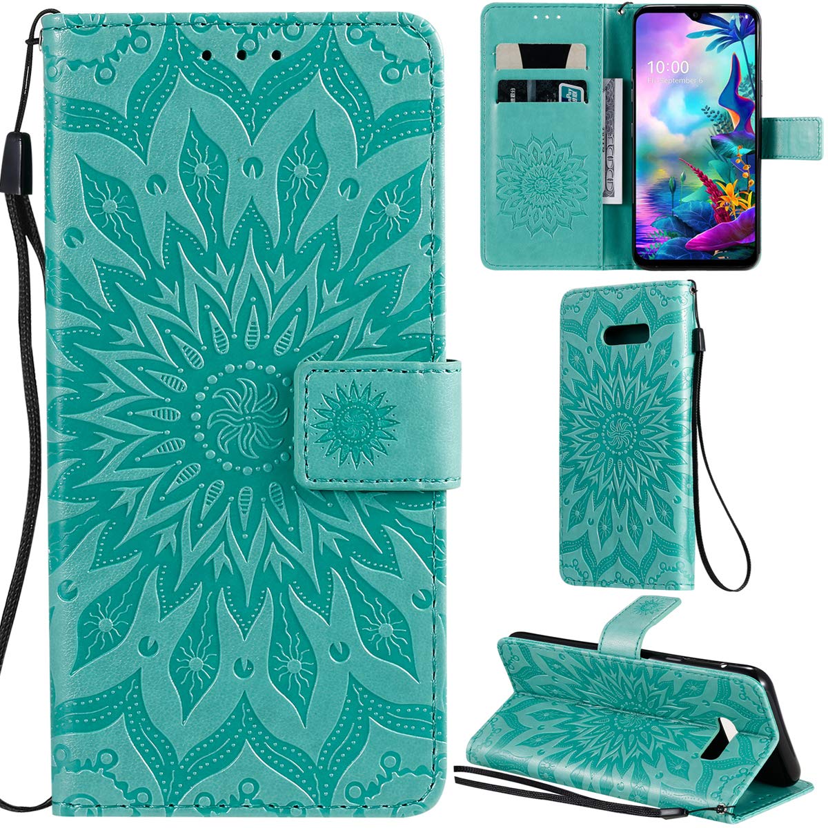 DodoBuy Case Sunflower Pattern PU Leather Flip Cover Wallet with Kickstand Card Holder LG G8X ThinQ 974658