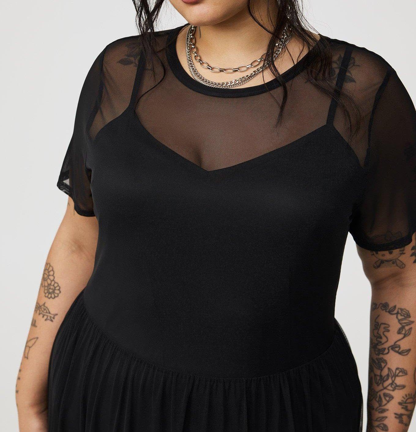 Torrid Women's Plus Size Relaxed Tea Length Mesh T-Shirt Dress