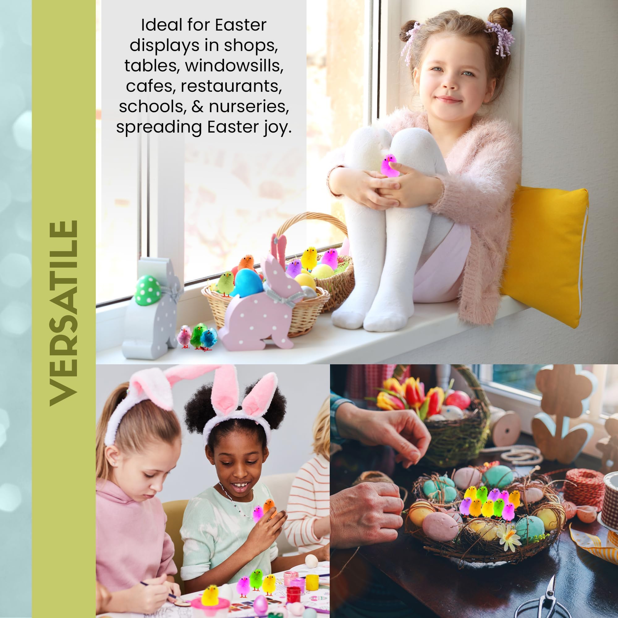 36pc Easter Chicks for Craft - Coloured Small Fluffy Easter Chick Decorations 6 Colours Included - Colourful Little Baby Chic — view 7