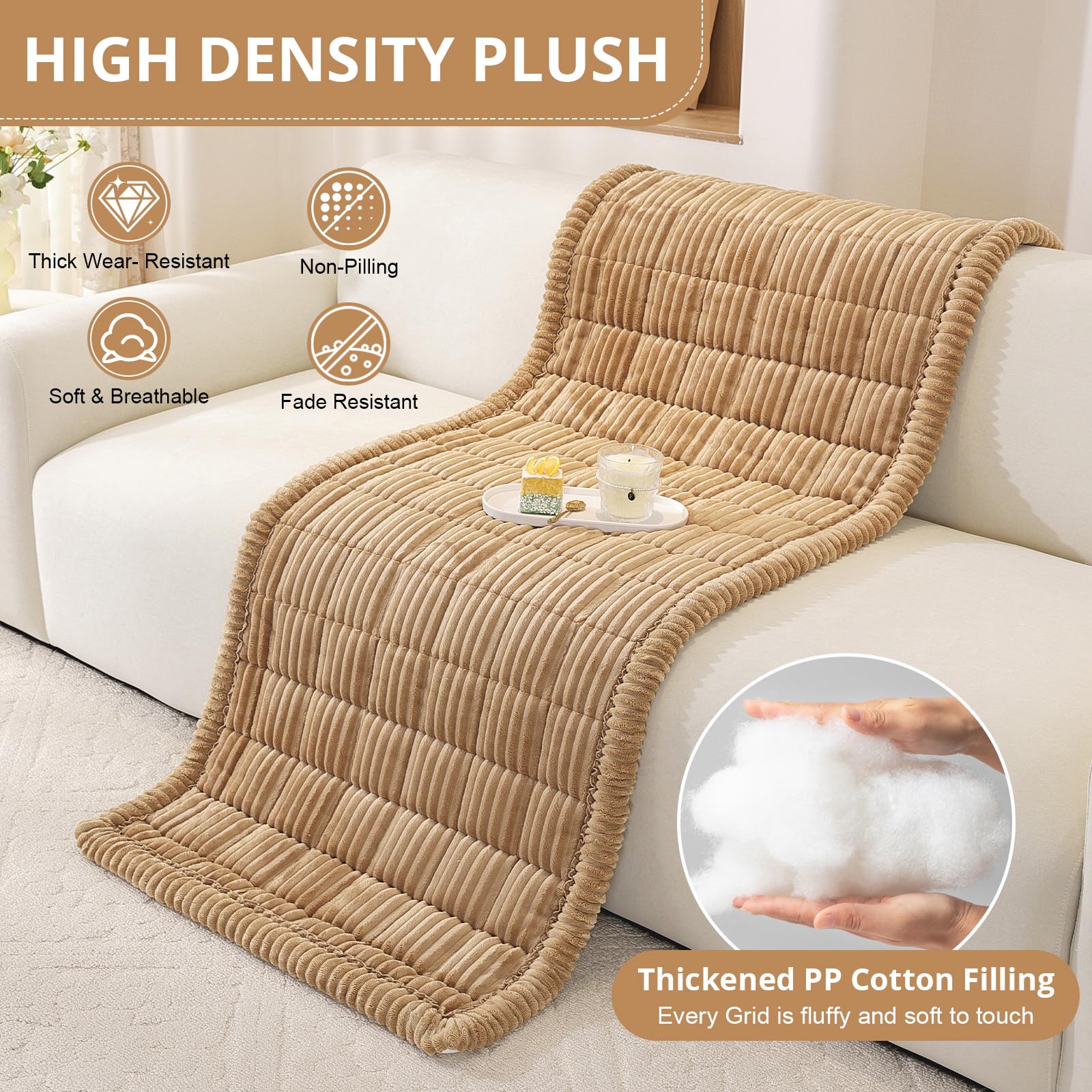 Dicke Sofa überzug Waschbar - 2026 Upgrade-Version Couch überzug 2 3 4 Sitzer, Anti-Rutsch Sofabezug, Gemütlich Sofa Cover Sofa bezug Sofaüberwürfe Möbelschoner für Wohnzimmer (70x150cm)