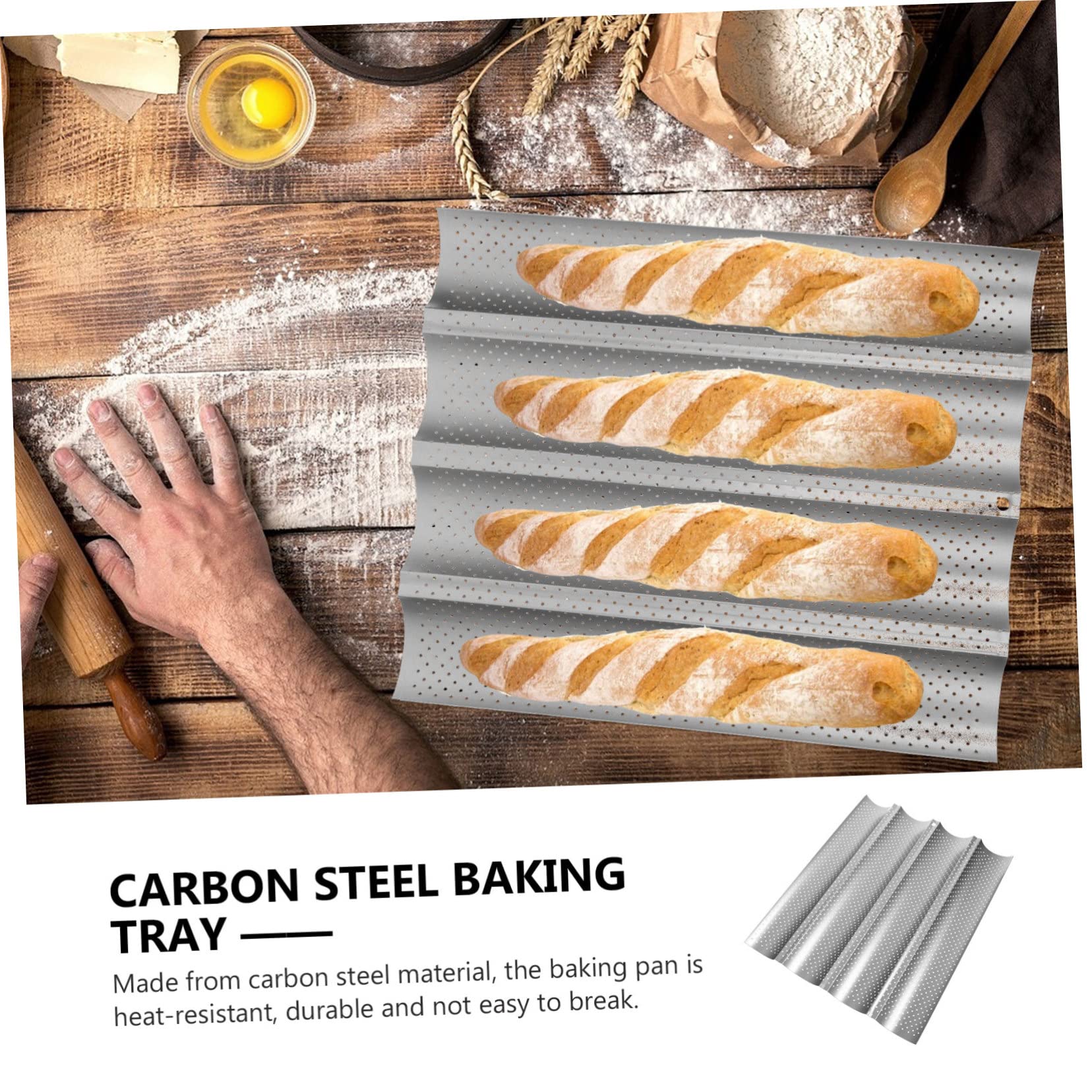 Teglia da Forno in Acciaio al Carbonio Pane Francese per 4 Scanalature