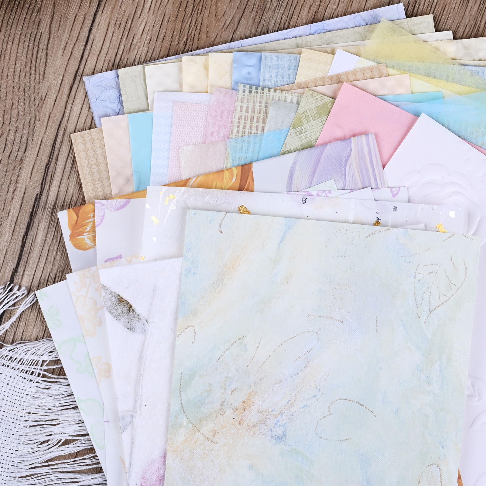 40Sheet Pink Blue Scrapbook Paper Textured Paper, A5 Craft Scrapbooking Paper Sheets Handmade Snow Dot Mesh Fabric Mix Special Papers for Scrapbooking