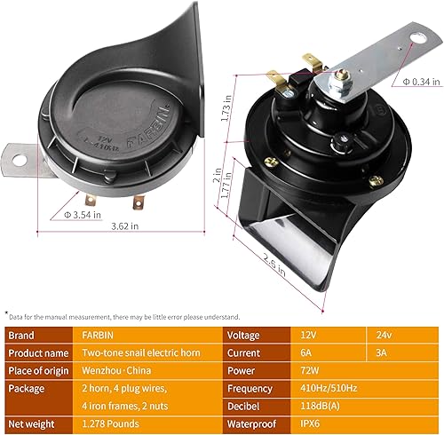 Miniatura 40 de FARBIN Bocina de coche de 12 V para bocina de aire eléctrica, kit de bocina de tren para camión con arnés de relé para coche, camión, SUV