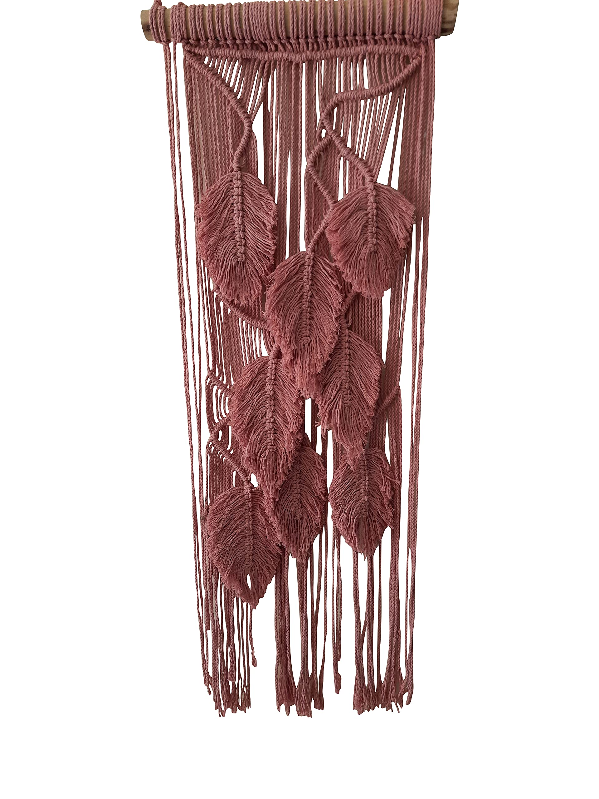 Eclectic Macrame Handmade Cotton Macrame Wall Hanging (96 cm x 32 cm, Pink)