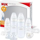 NUK Perfect Start First Choice+ Baby Bottles Set | 0-6 Months | 4 x Anti Colic Bottles, Dummy, Bottle Brush & More | 10 Count - 1