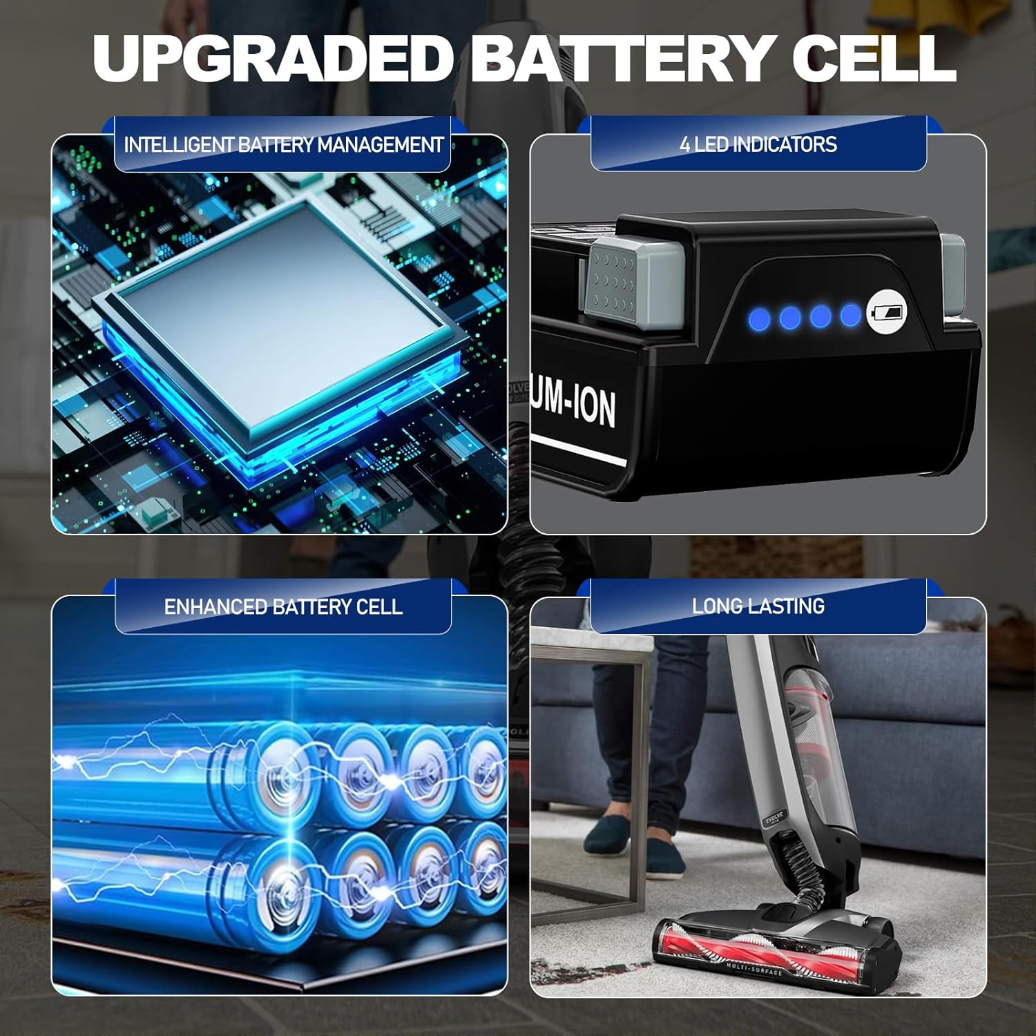 20V 4000mAh Lithium-ion Battery Replace for Hoover 20V Battery BH25040 BH25030 BH15030 Compatible with Hoover ONEPWR Cordless Vacuum Cleaner