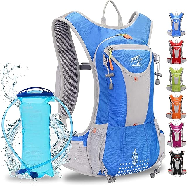 Hydration Pack Backpack with 2L BPA-Free Bladder, Adjustable Padded Shoulder Chest Waist Straps, Perfect Outdoor Gear for Skiing, Running, Hiking, Cycling