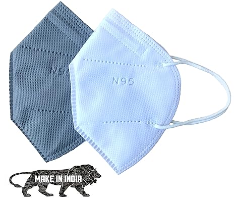 Zaffron N95 / KN95 Anti Pollution, Breathable 5 Layer Facemask mask for men Reusable/Washable Face Mask without Filter for Men, Women and Kids, CE CERTIFIED (Pack Of White Grey Combo)