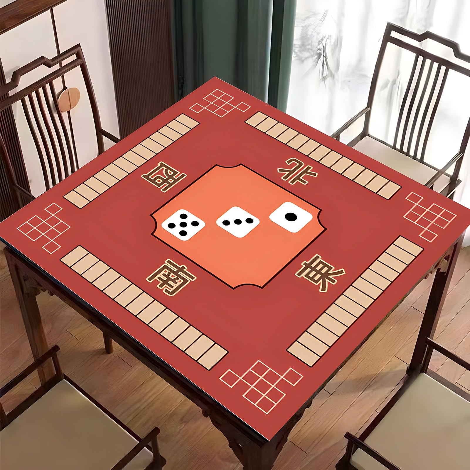 Tapis de Poker, Tapis de Table Majiang, Tapis mah-Jong carré Rouge for(60 * 60cm (23.62 * 23.62 in))