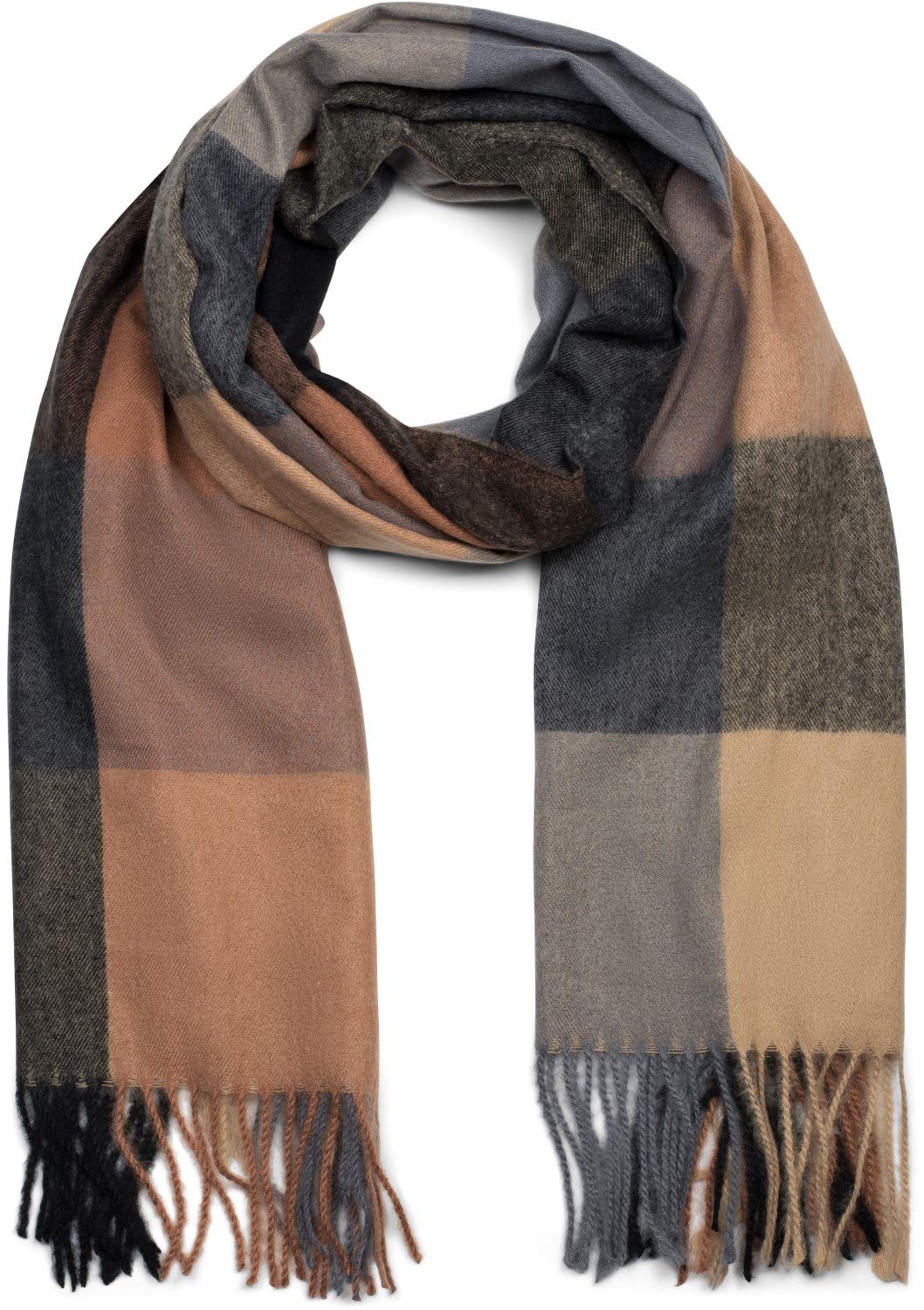 styleBREAKER01017110 Unisex Soft Checked Scarf with Long Fringes, Colourful Chequered, Warm Winter Stole Multi-Coloured