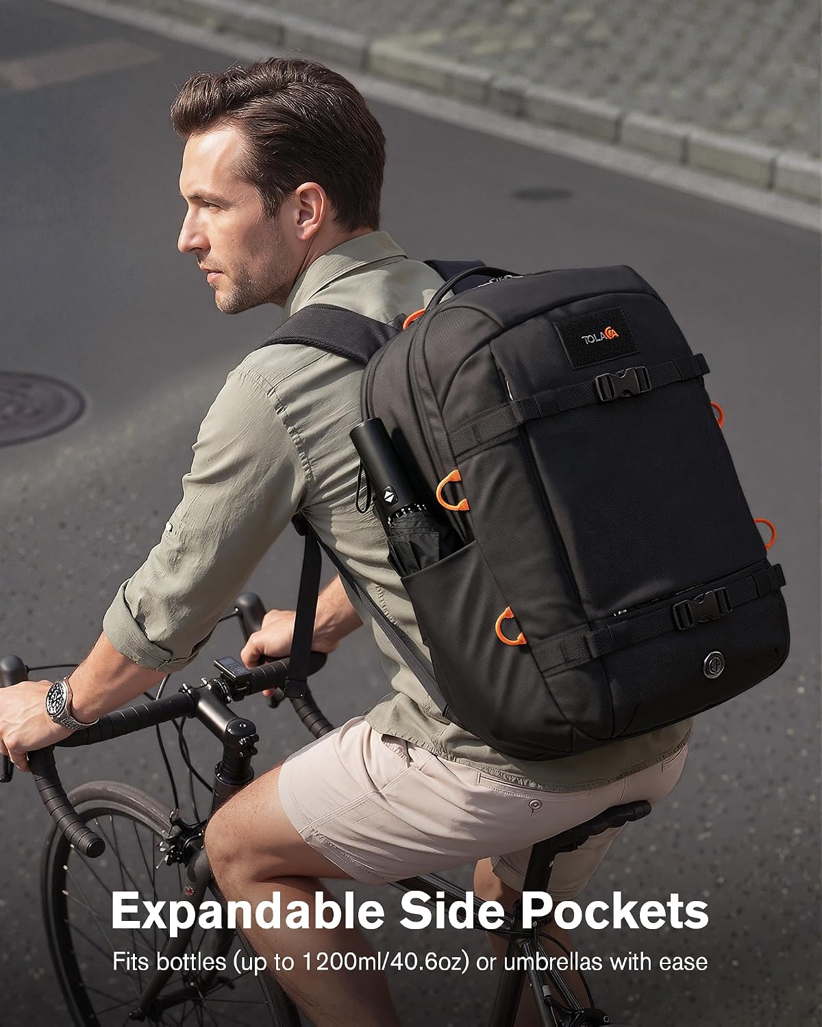 Tolaccea Travel Backpack 30L Laptop Carry On TSA Approved for Commute Trips | 100% RPET Recycled Fabric | EVA-cushioned Laptop Protection | TSA 180° Lay-flat Opening | Reinforced Stability Base Panel thumbnail