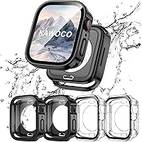 Vista 1 de Kawoco Paquete de 4 fundas impermeables compatibles con Apple Watch de 1.575 pulgadas Series 654SE con protector de pantalla de vidrio templado