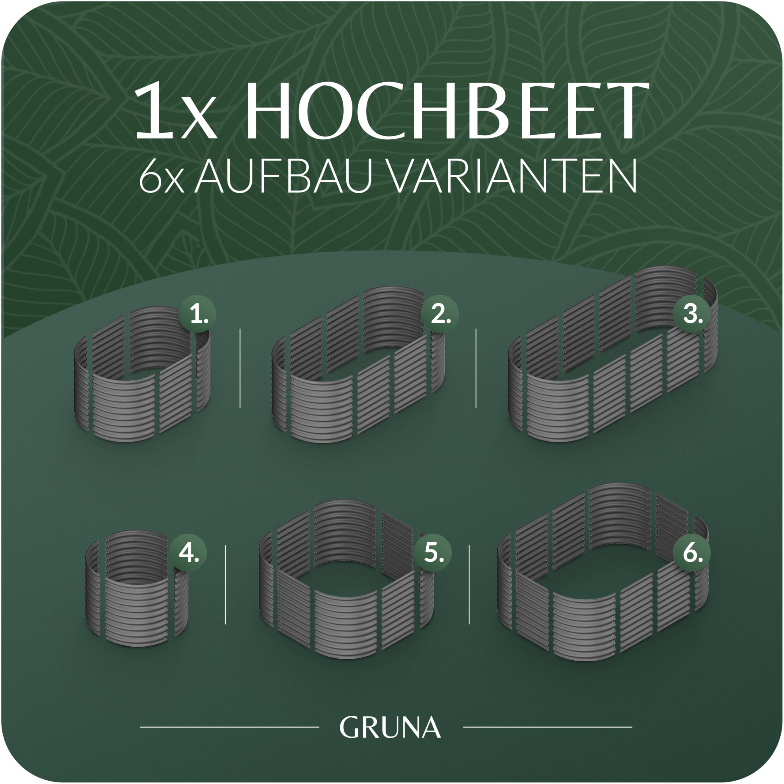 GRUNA - Hochbeet Metall 200x80x75 cm I 6 in 1 Modular Hochbeete-Kit I 100% Rostfrei I Formstabil Dank Verstrebung I Hochbeete für Garten I Hochbeet Anthrazit (200x80x75)