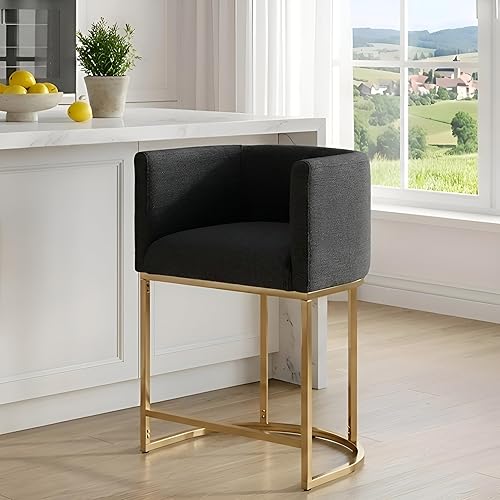 Miniatura 80 de Juego de 4 taburetes de bar contemporáneos de lino color crema, de 32 pulgadas, de tela tapizada, altura de mostrador, taburetes de cocina con base