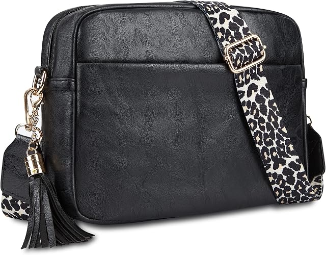 Sac de corps croisé en cuir pour femmes Zipper