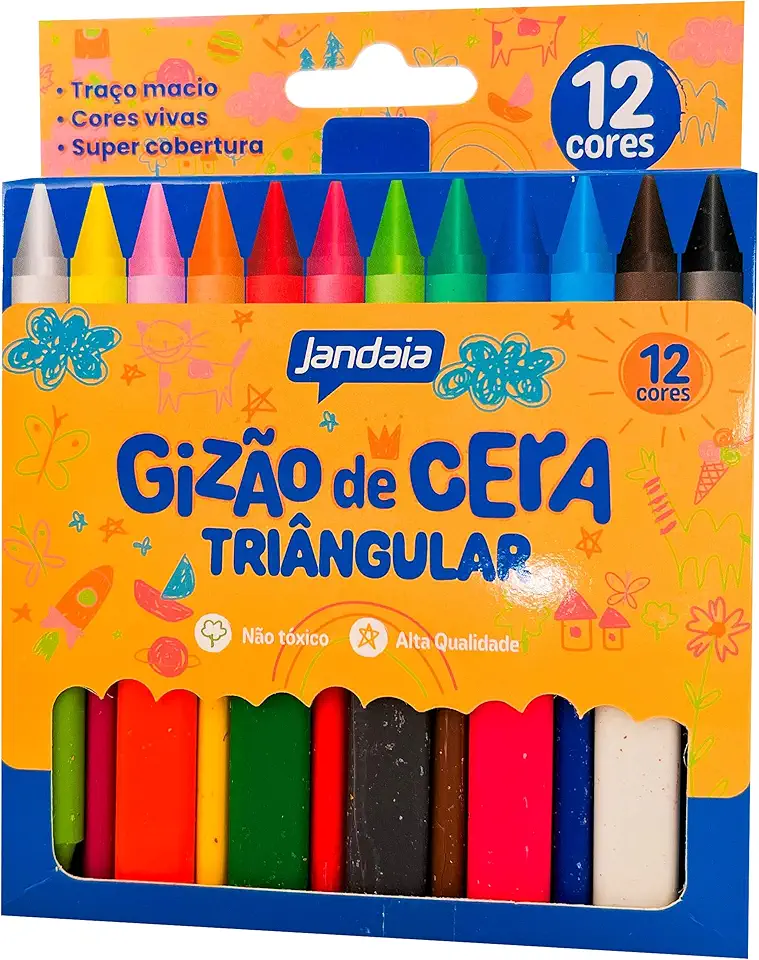 Gizão de cera 12 cores triangular - Jandaia