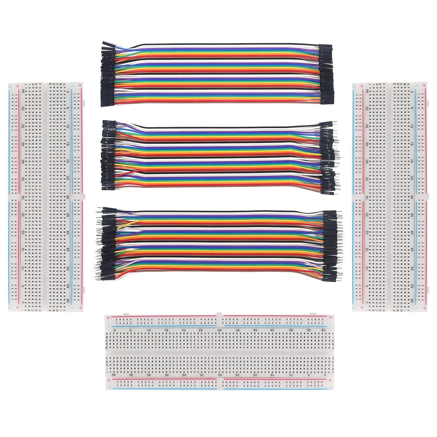 AITRIP 3PCS Solderless Prototype Breadboard 830 tie Points Breadboard with 120pcs Multicolored
