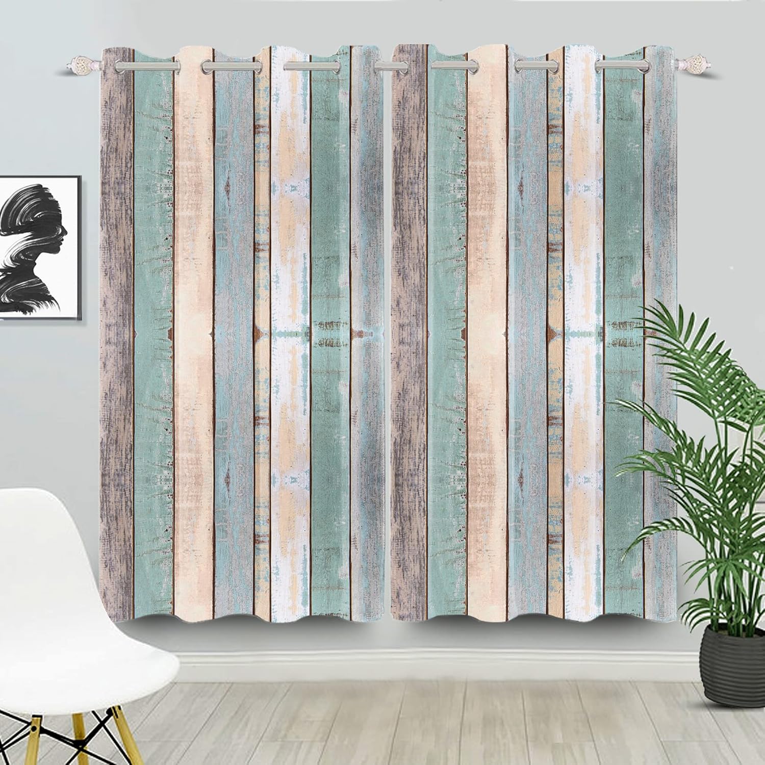 DORCEV Rustic Wood Barn Door Curtains Kitchen Curtains