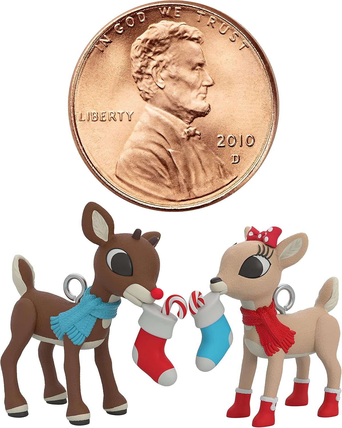 Hallmark Keepsake Miniature Christmas Ornament 2021, Rudolph The Red-Nosed Reindeer Rudolph and Clarice, Mini Set of 2