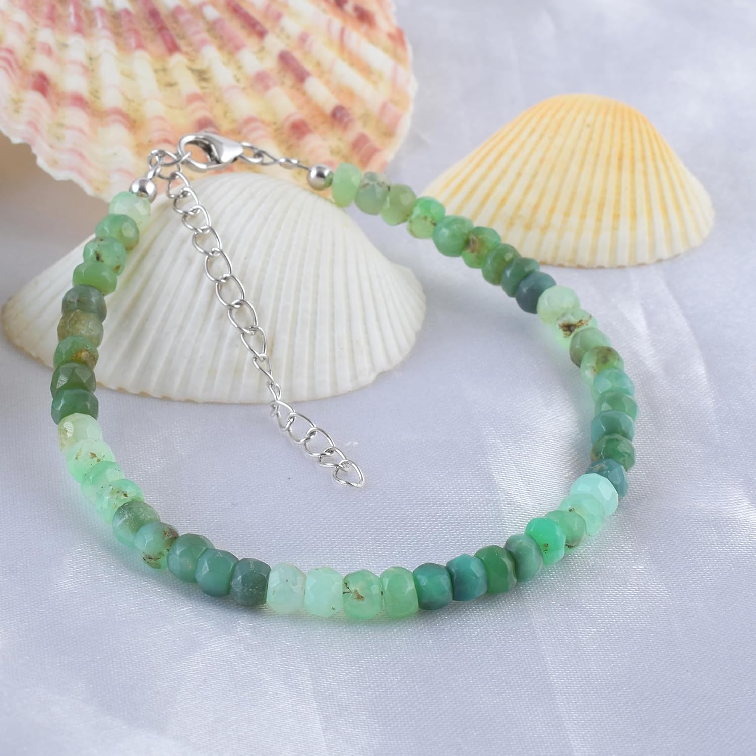 3-4MM Chrysoprase Bracelet – Natural Gemstone Beads Bracelet – Handmade 925 Sterling Silver Jewelry – Birthday Gift for Her - Image 4