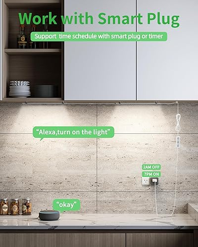 Miniatura 3 de Vovamo Iluminación enchufable para debajo del gabinete, luces regulables debajo de la encimera para cocina, 2 piezas de 12 pulgadas, luz blanca