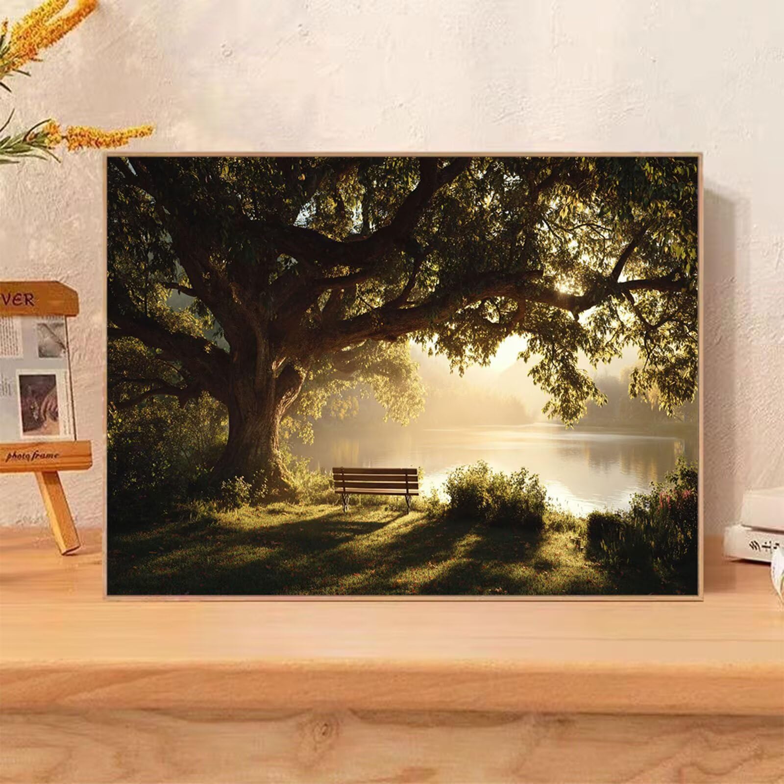 Diamond Painting Arbre - Kit de Peinture Diamant Toile 60x90cm - Broderie au Point de Croix avec Strass en Cristal pour Décoration Murale Maison, Loisirs Créatifs Anti-Stress Cadeau (Vert) 2Z#1529