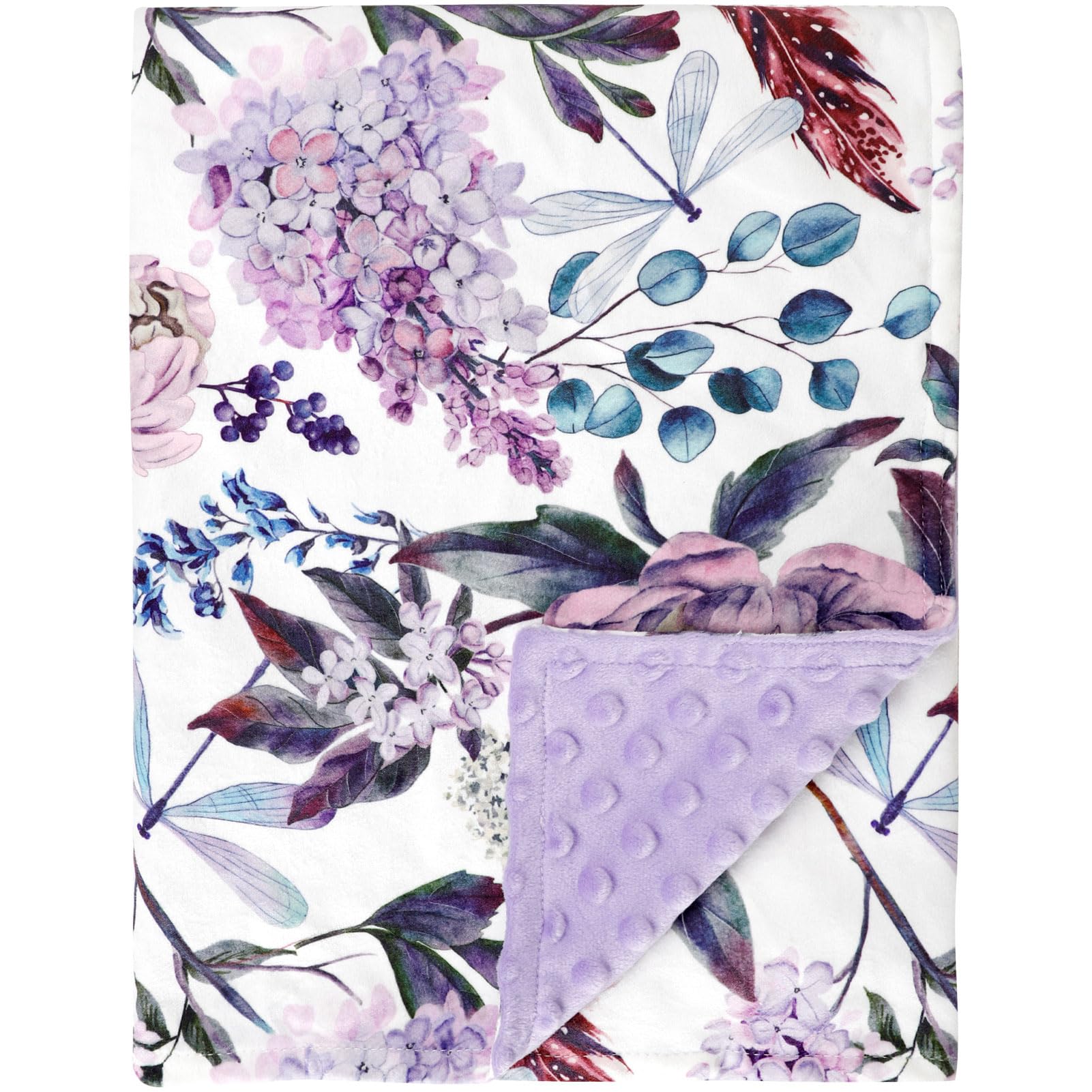 HNHUAMING Minky Floral Baby Blanket