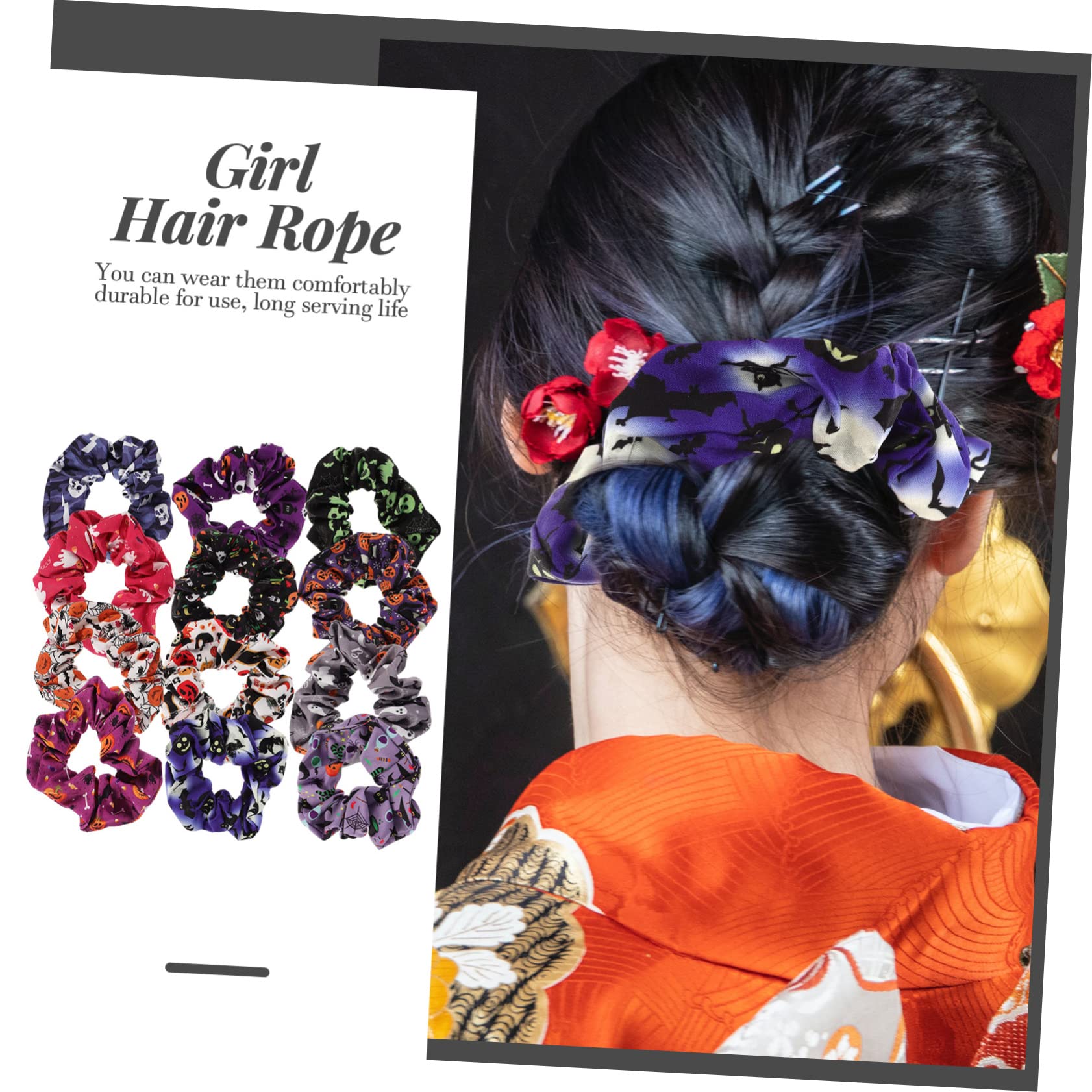 FRCOLOR 4 Set Di Fasce Per Elastiche Spesse Per Donne Fermagli Per Di Halloween Elastici Per Scrunchies Elastici Per A Spirale 12 Pezzi*4
