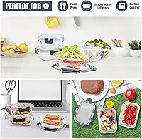 Vista 6 de Paquete de 6 recipientes pequeños de vidrio de 12 onzas para preparación de comidas, recipientes de vidrio para almacenamiento de alimentos